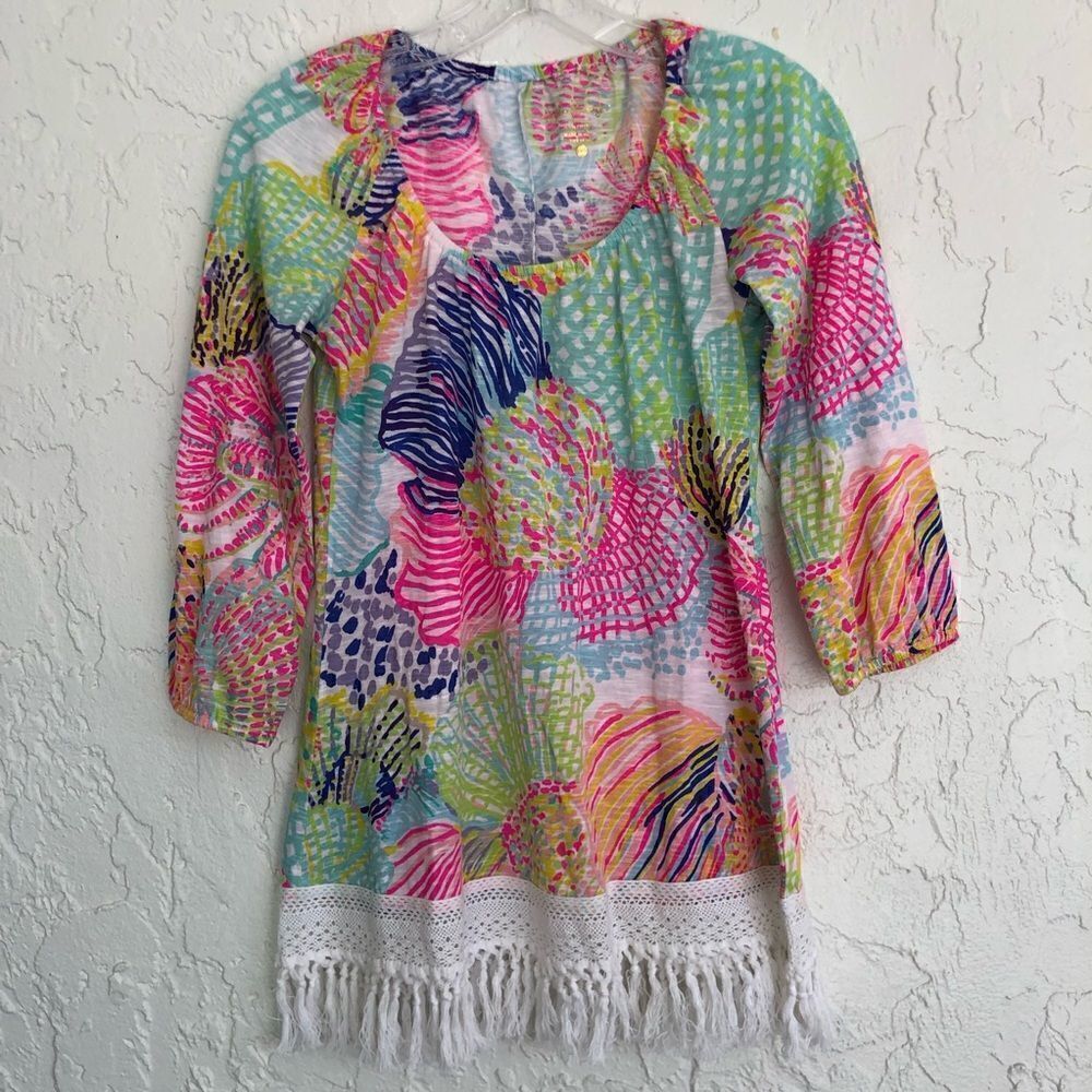LILLY PULITZER Alia Fringe Blouse in Roar of the Seas Size XXS‎